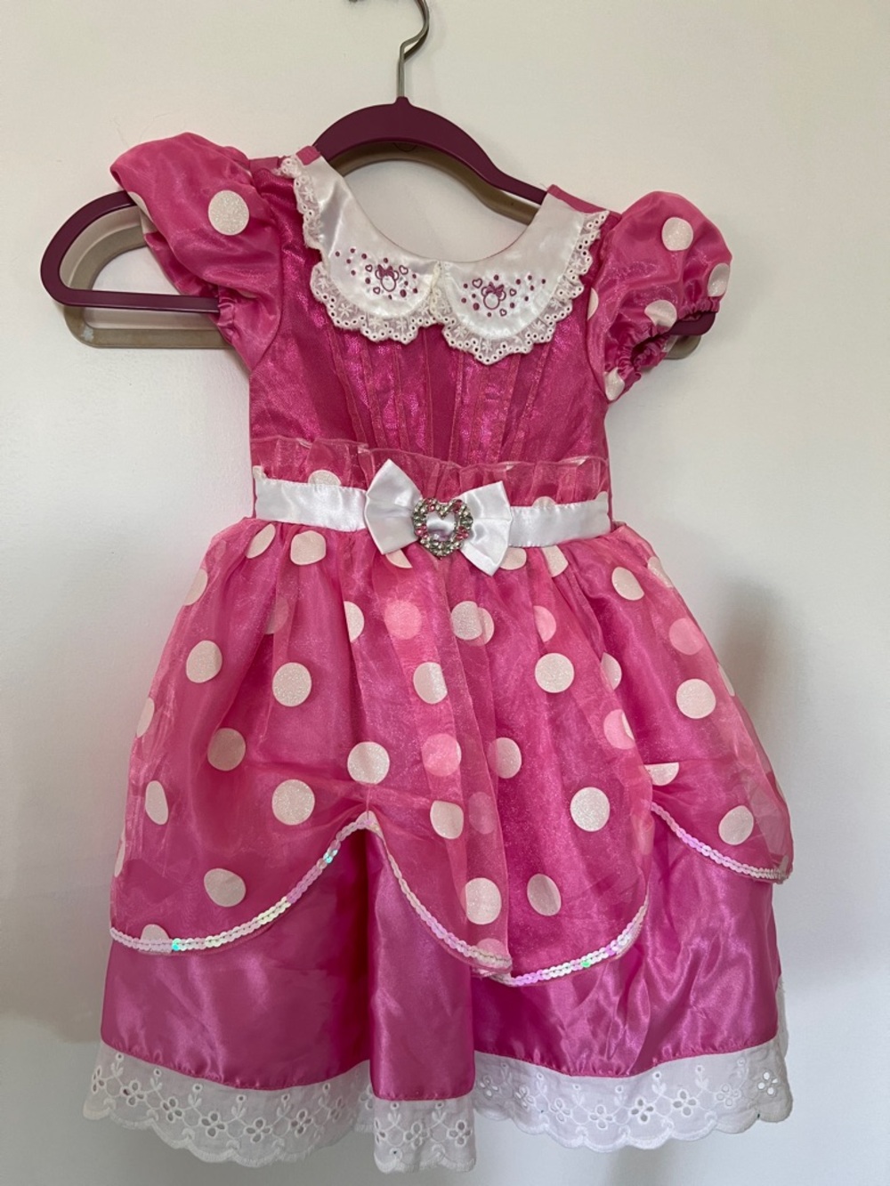 Disney Minnie 3t Pink Polka Dot Girls' Costume Dress with Bow